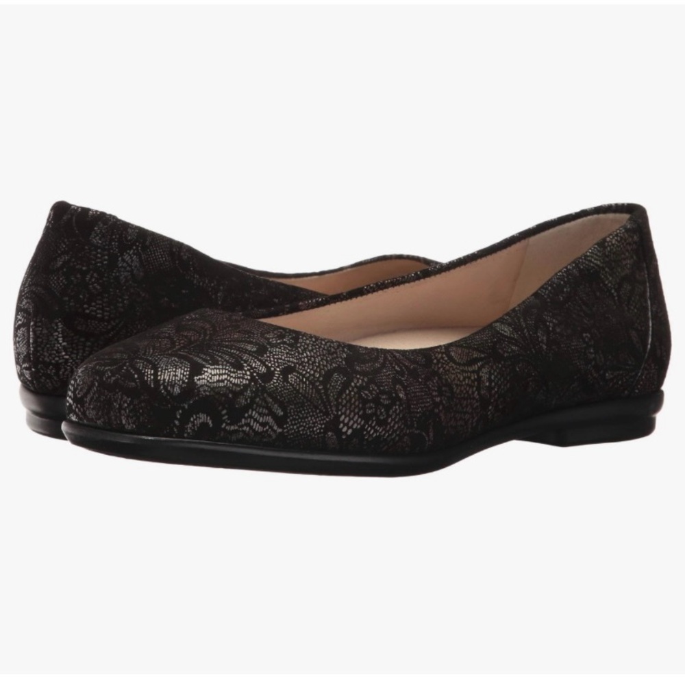SAS Scenic Black Lace Ballet Flat Size 11 Narrow